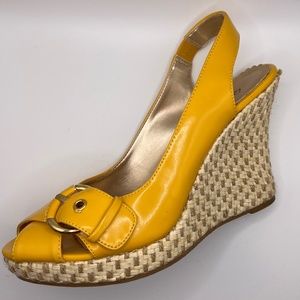 Qupid Yellow Peep Toe Slingback Espadrille